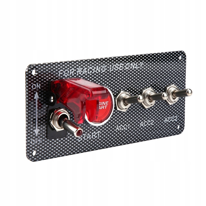 Panou comutator aprindere motor auto, carbon, 12V, set complet