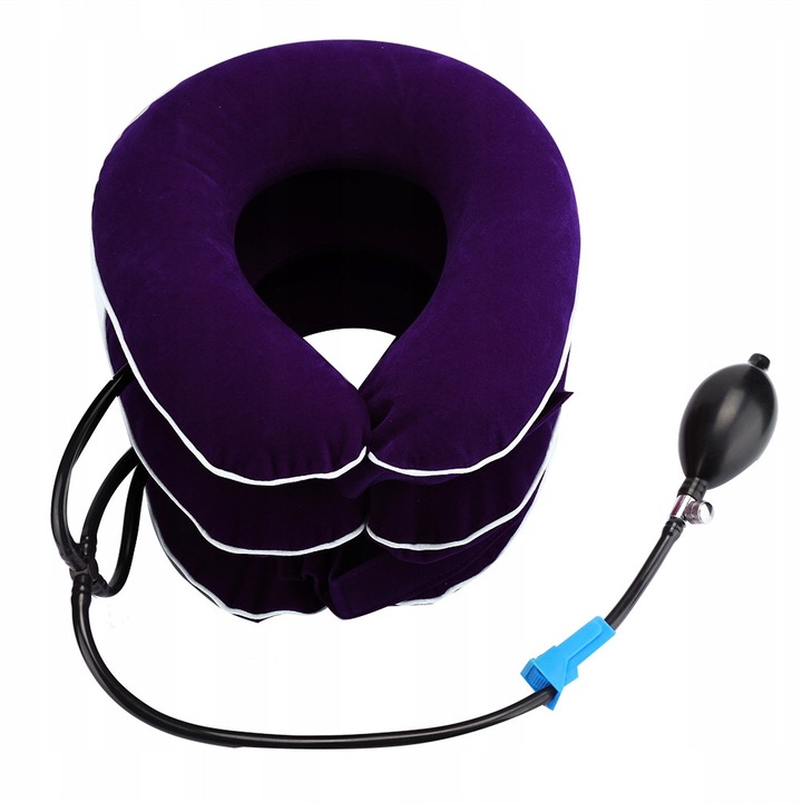 Colier umflat pentru sustinerea gatului, violet, set cu pompa