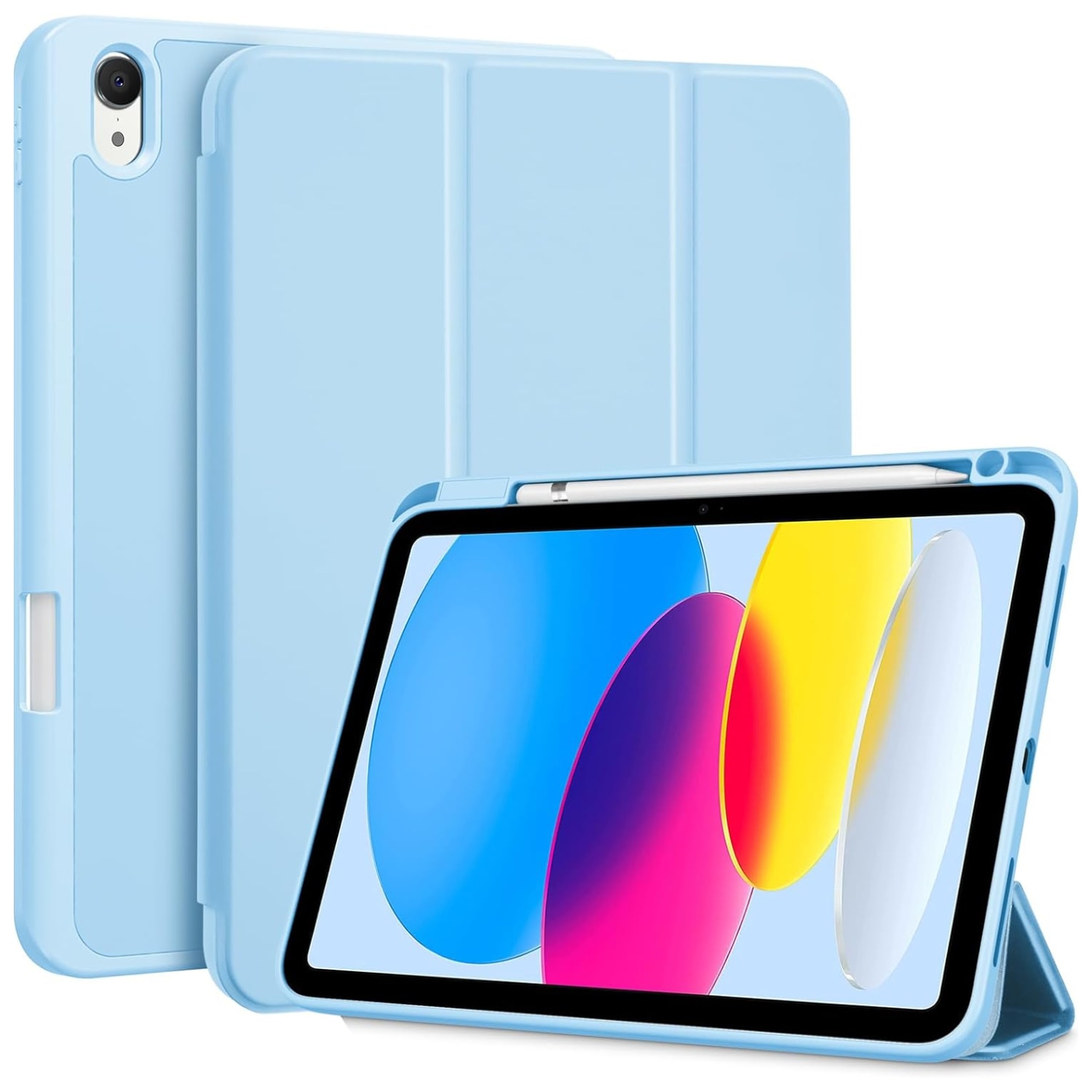 Husă tabletă Comari EliteCover, protecție completă, design tip carte, suport stylus integrat, Albastru Deschis