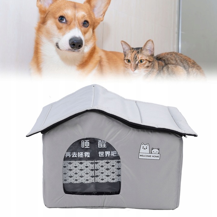 Domek racoritor pentru animale, rezistent la muscaturi, din tesatura Oxford, pentru pisici si caini, set cu 10 pachete de gheata