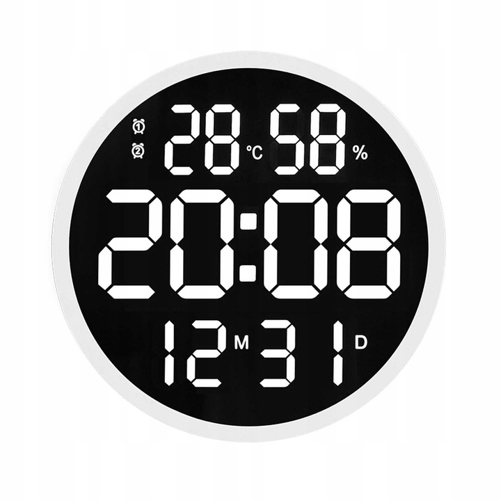 Ceas digital ZaoWanAn 6620, design minimalist, afisaj LED, temperatura si umiditate, alb