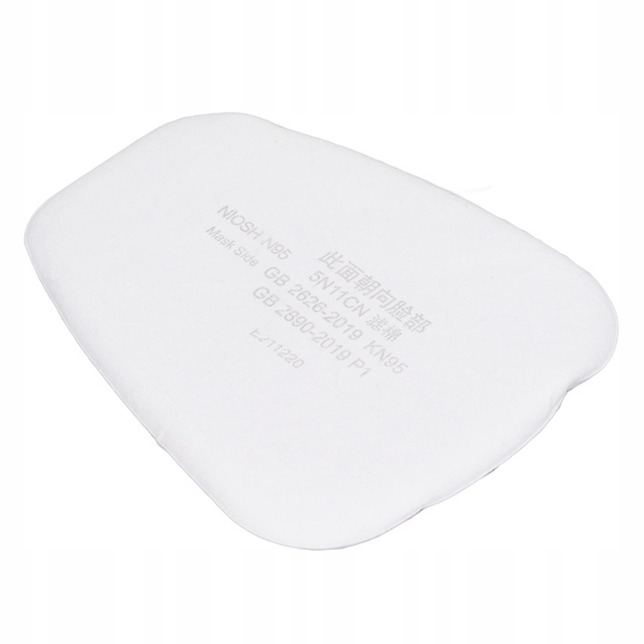 Filtre de bumbac 5N11CN pentru masca de protectie, set 50 bucati, alb, 10,5x8,5cm