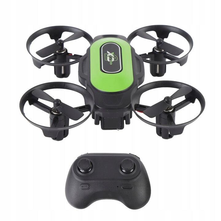 Dron mini SHINY SMART DRONE bialo-zielony, 9x9x3,5cm, cu LED-uri, set complet