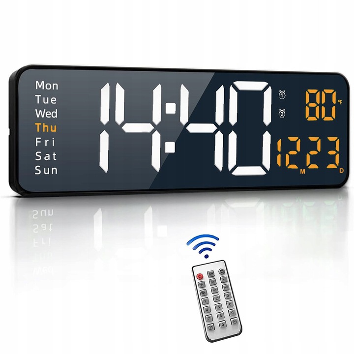 Ceas decorativ Ultrixe, digital LED, 16 inchi, cu pilot, 10 niveluri de luminozitate, temperatura