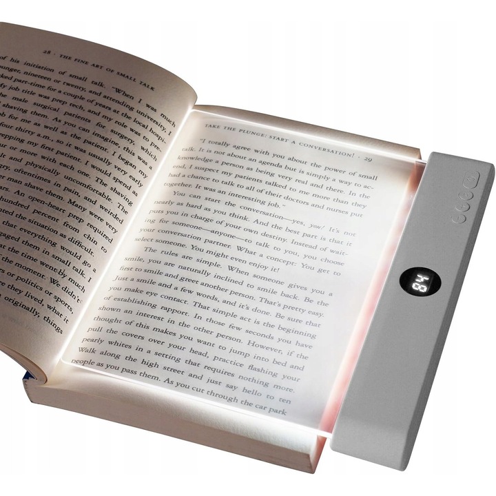 Lampa LED de citit, SmartB, design ultra-subtire, alb, 18,5x15,3cm
