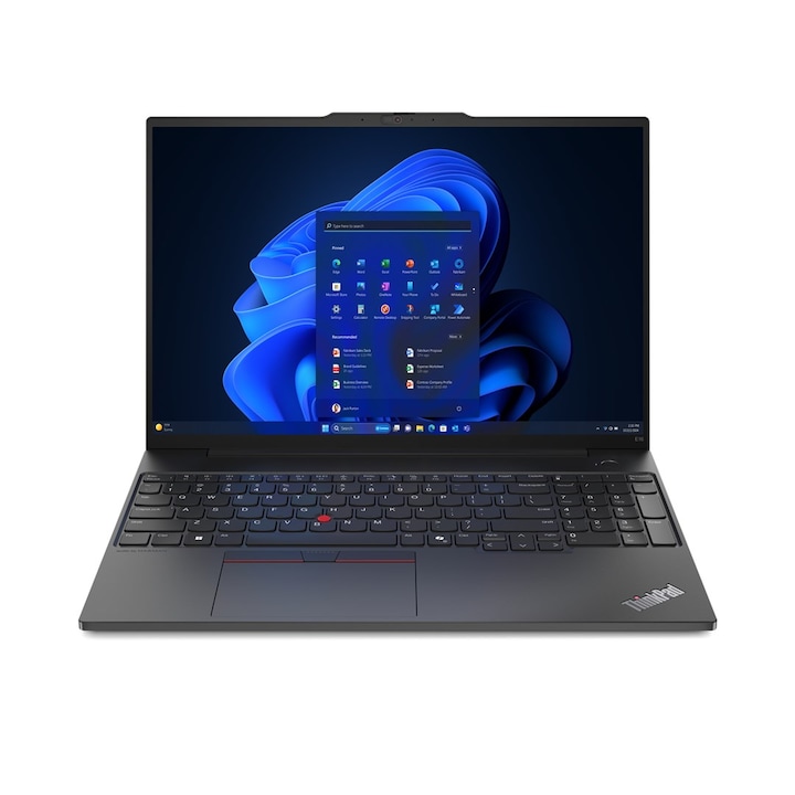 Laptop Lenovo ThinkPad E16 G2, 16" WUXGA, AMD Ryzen™ 5 7535U pana la 4.55 GHz, 8 GB RAM DDR5 4800, 256 GB SSD, AMD Radeon, Windows 11 Pro, Black 256 GB