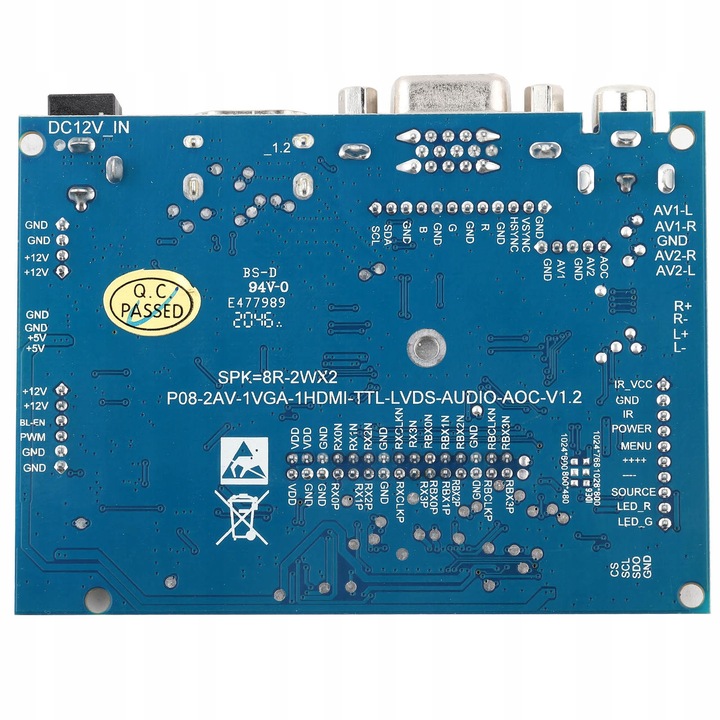 HDMI VGA 2AV meghajtópanel 7 hüvelykes LCD kijelzőhöz, szett