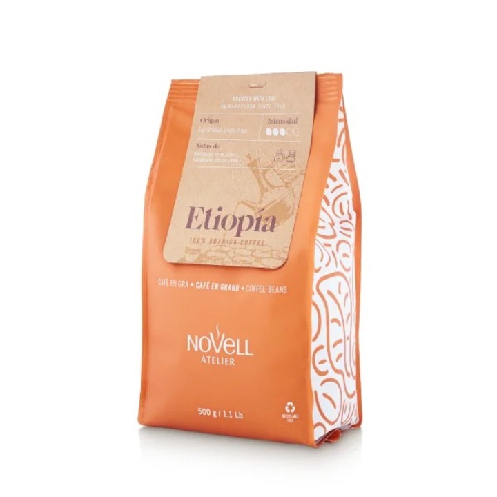 Cafea boabe Novell Etiopia, 500g, fructe samburoase si citrice, ambalaj reciclabile