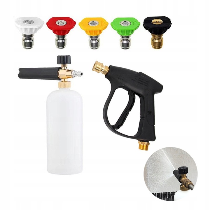 Set pistol pentru aparat de spalat cu presiune 22mm, 5 duze, spumiera 1000ml, 4350 PSI