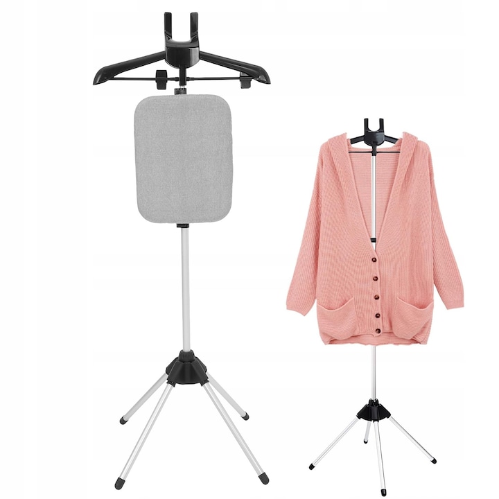 Stojak pentru imbracaminte cu masa de calcat integrata, negru, 160x46x40cm, set