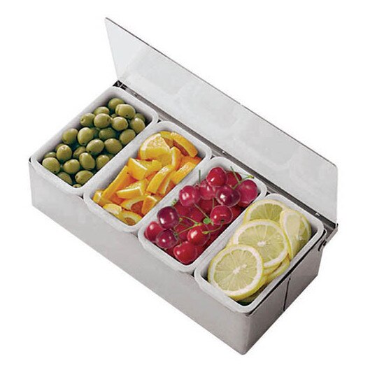 Suport condimente, Paderno, inox, 4 compartimente, 320x160x100mm - eMAG.ro