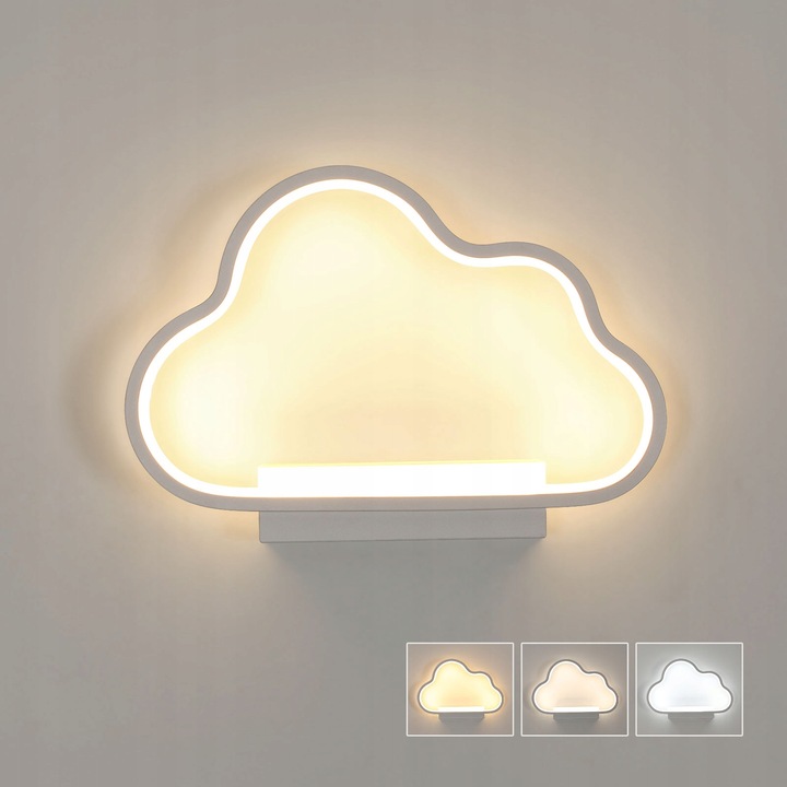 Comely LED fali lámpa, felhő modell, 20W, 3 színhőmérséklet, fehér, 28x20x5cm