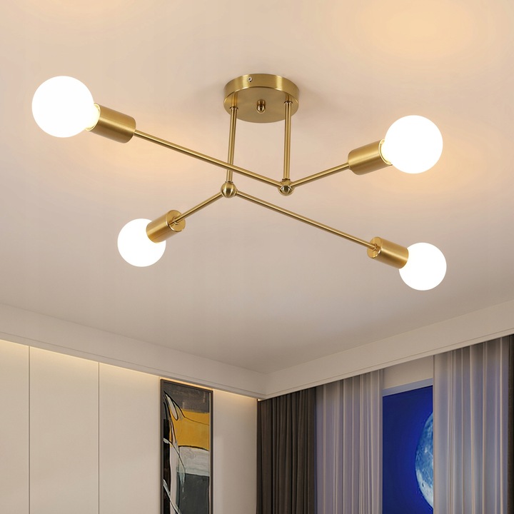 Zyrandol E27, Comely, arany, 4 izzó, 75x60x23.5cm