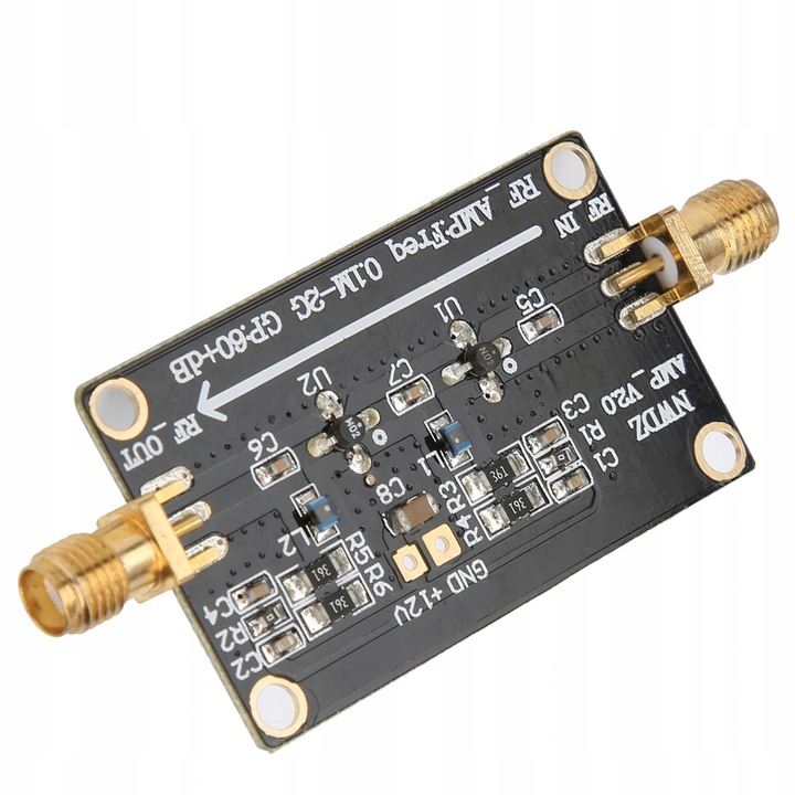 RF LNA erősítő 0.1M–2G, szélessávú, 60 dB erősítés