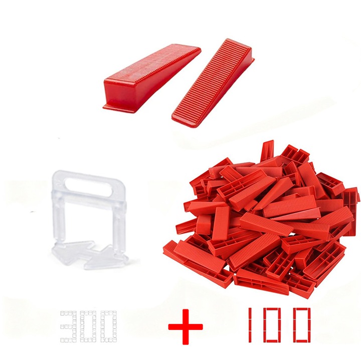 Csempe távtartó rendszer 1.0mm, 300 klipsz, 100 ék