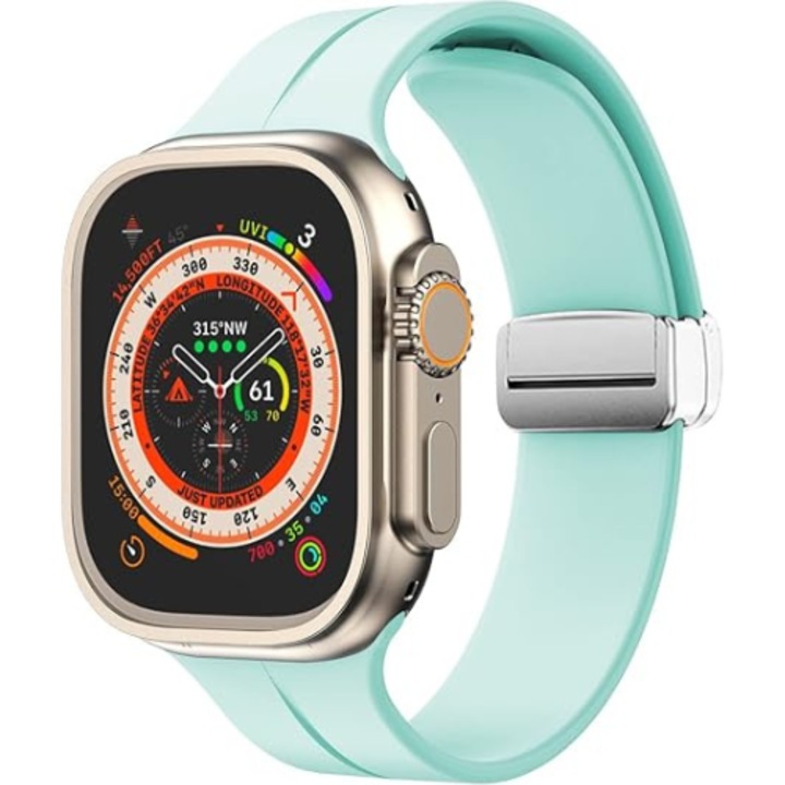Curea pentru Apple Watch Comari® Wriston SoftTouch, 42/44/45/46/49mm, compatibila Series 1–11 / SE / Ultra, silicon, inchidere sigura, confort ridicat, Verde