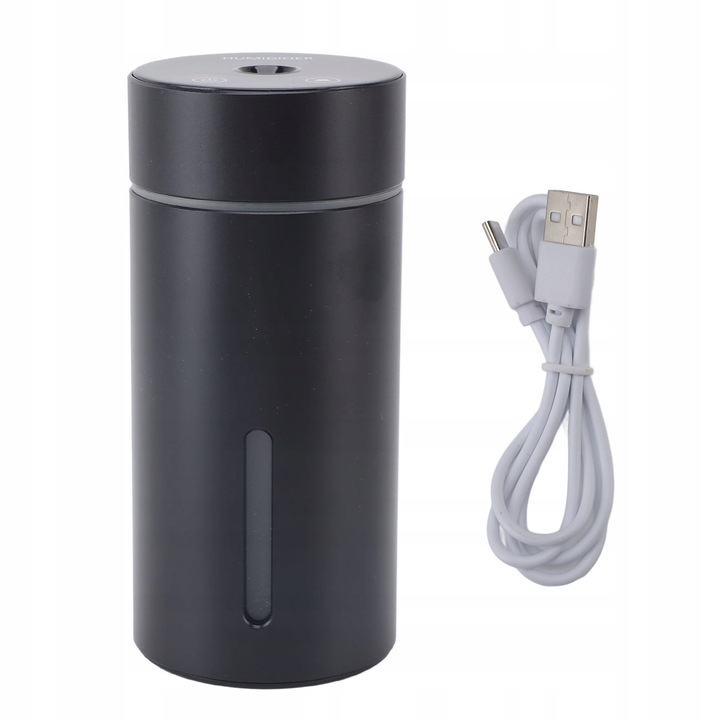 Umidificator auto, 800mAh, 260ml, aluminiu, cu difuzor de parfum, lumini colorate