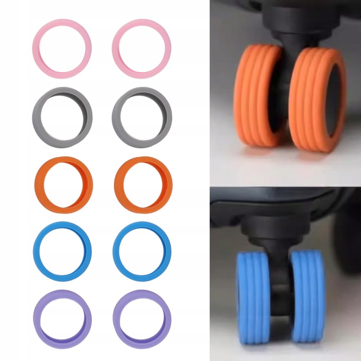 Set 10 Osloni pentru Roti Bagaj, Xiya, Silikon, Multicolor