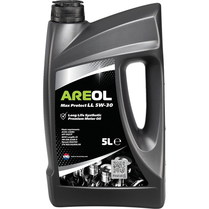 Ulei motor Areol Max Protect LL 5W-30, 5L, sintetic, pentru masini si camioane usoare
