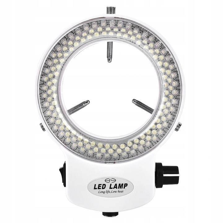Lampă inelară LED 144 LED-uri, neagră, pentru cameră sau microscop, intensitate reglabilă 0–100%