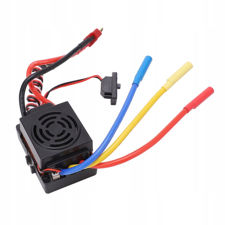Elektronikus fordulatszám-szabályzó, 60A, vízálló, 1/10, 1/12, 1/16 RC modellekhez, fekete