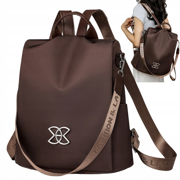 Rucsac 2 in 1, antiefractie, impermeabil, maro, 33x33x15cm