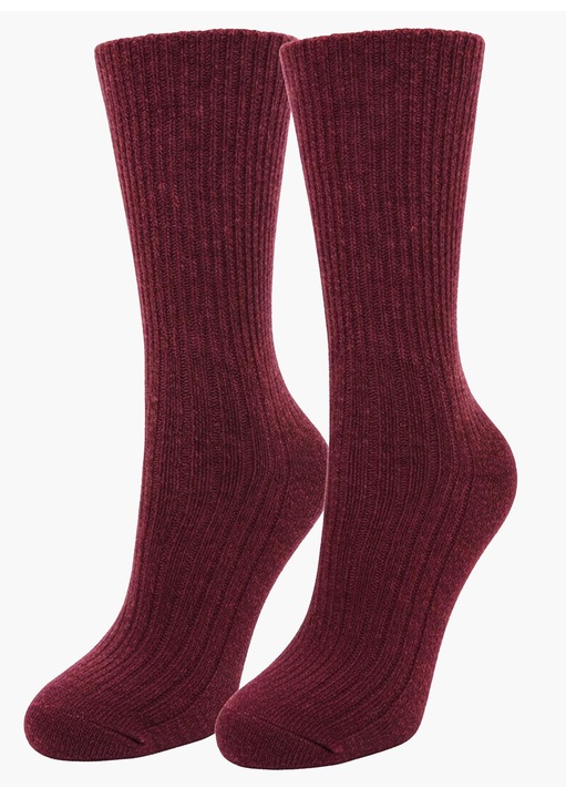 Sosete pentru femei, Marilyn, Wool Soft, din lana, cu talpa neteda, 36-41, Rosu inchis