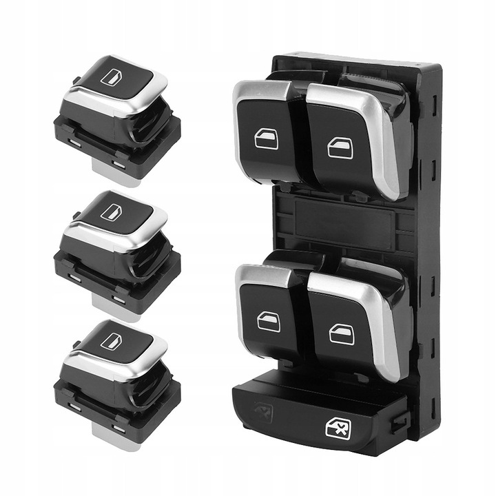 Set 4 comutatoare geamuri Audi A4/S4 B8 2008-2012, negru, material ABS