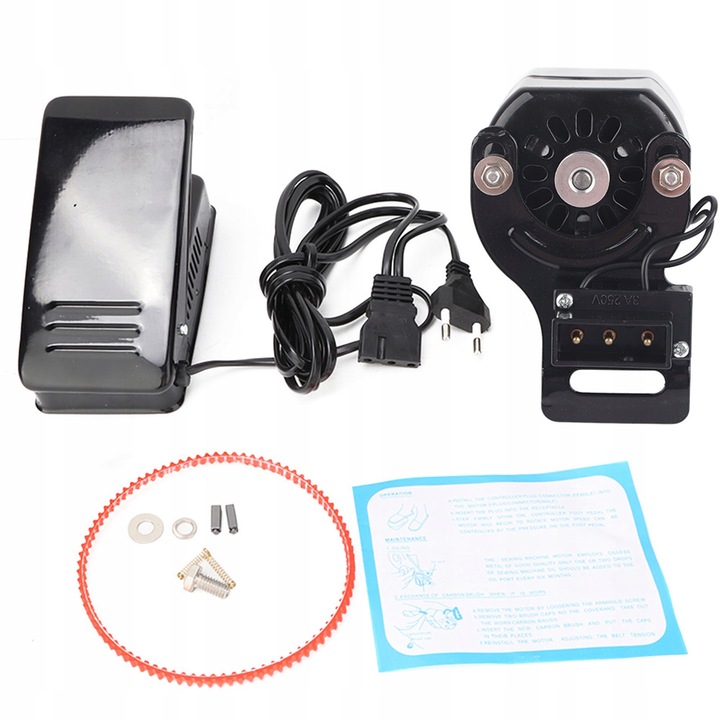 Set motor si pedala pentru masina de cusut 100W, 220V, material metalic si plastic