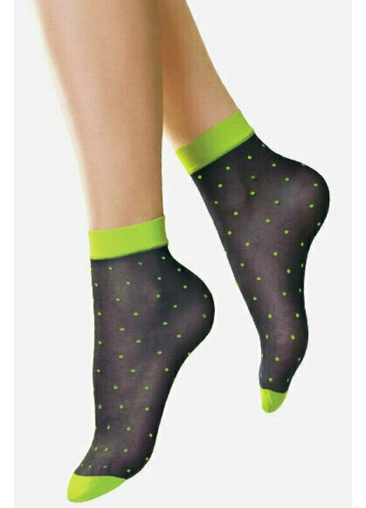 Sosete dama Lores Pois Gialli, transparente, negru cu buline verzi, 20 DEN, marime universala