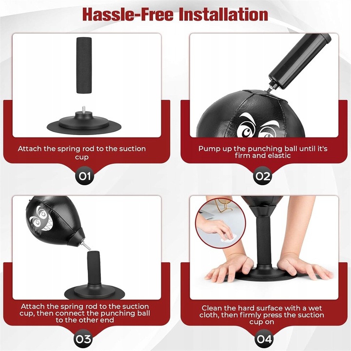 Punch Ball antrenament cu prindere pentru birou, rosu, compact, pentru copii si adulti