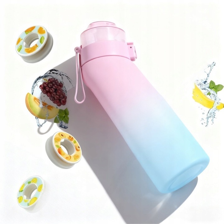 Sticla apa 650ml + set 7 arome naturale fara zahar, portocala, capsuna