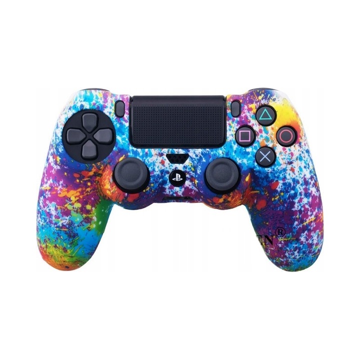 Controler wireless Greenzone pentru PlayStation 4, cu vibratii, panou tactil, multicolor