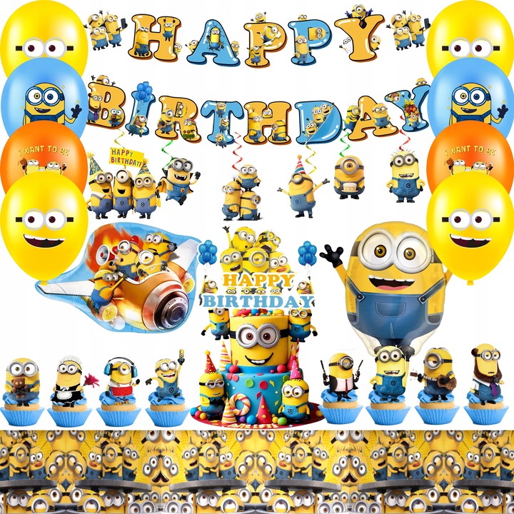 Minionok lufi szett, ElifJoyDeco, dekoráció, buli, többszínű