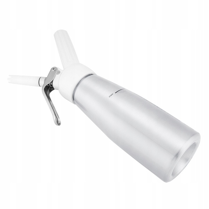 Sifon pentru frisca, 500ml, aluminiu, albastru, 8x27cm, set cu 3 duze si perie de curatare