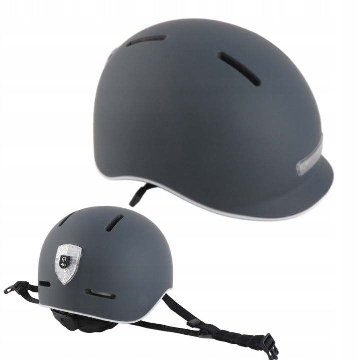 Casca de protectie pentru bicicleta, 58-61cm, cu sistem de ajustare, ventilata, cu lumini de avertizare, set