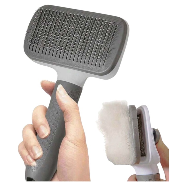 Pieptene pentru animale de companie, gri, 19x10cm