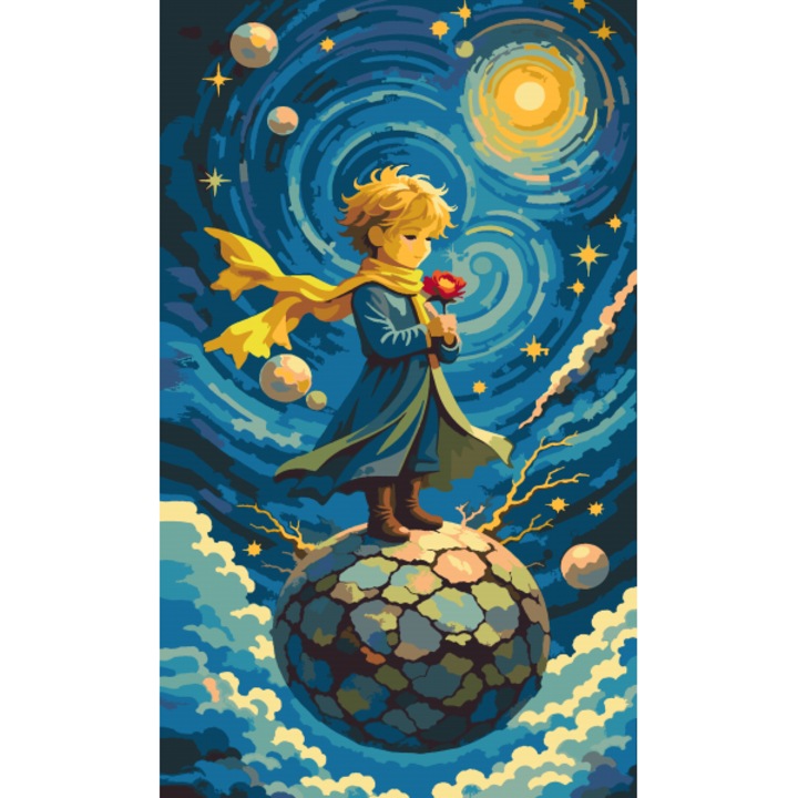 Pictură pe numere Art-hobby, Micul Prinț cu trandafir, 11960, dimensiune 30x50 cm, pentru copii