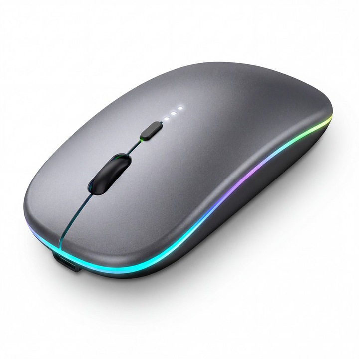 Mouse wireless de birou, dual-mode Bluetooth 2.4G, functionare silentioasa, incarcare tip C, ajustare DPI 3 niveluri, ergonomic