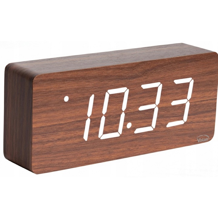 Dekoratív falióra, ZEGAR Elektronic, LED, fából, 30x15cm