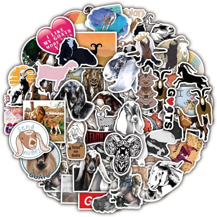 Stickere Vinil Bric Dodo, 50 buc, Capra, Impermeabil, Multicolor