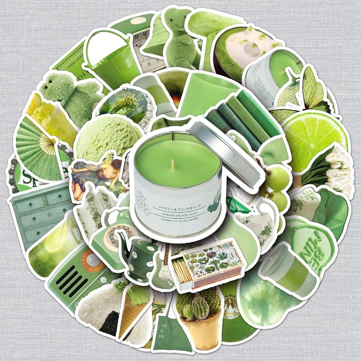 Stickere Verzi Set 50 Bucati Decor Auto Laptop