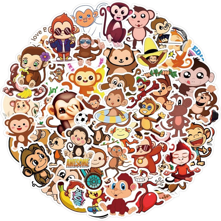 Set Stickere Camila, 50 bucati, multicolor, pentru masina si laptop