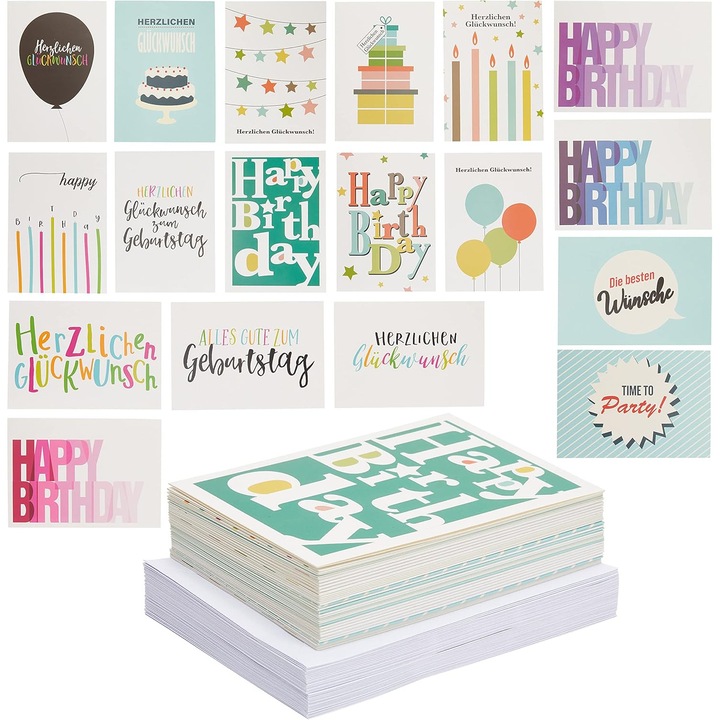 Felicitari Aniversare 36 Buc, 18 Design, DIN A6