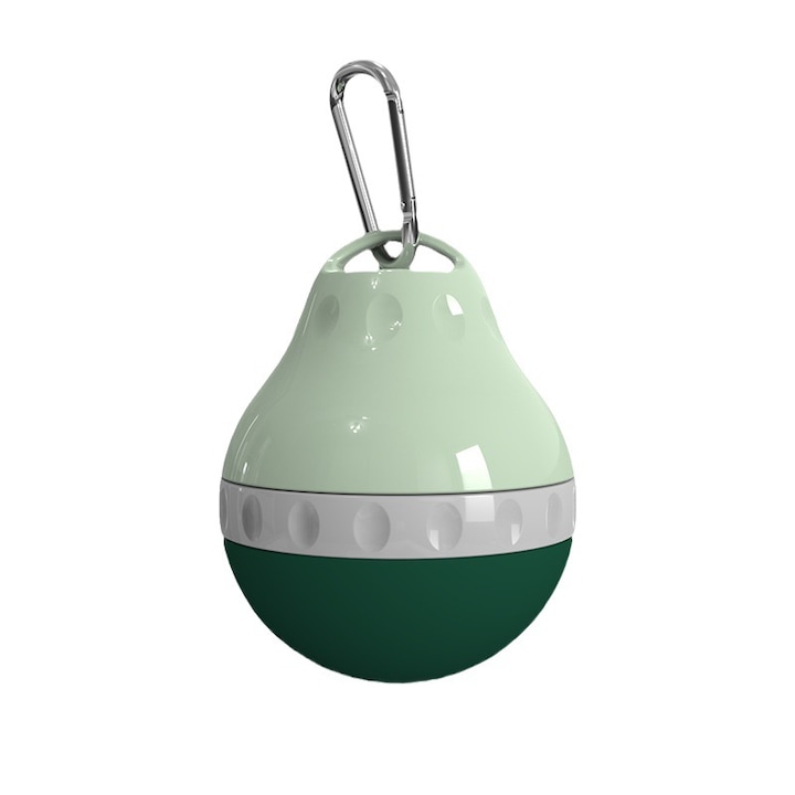 Bol pentru animale de companie, 200 ml, pliabil, detasabil, etans, ORBER, potrivit pentru pisici si caini, poate fi folosit pentru apa si hrana, prevazut cu carlig de prindere, silicon, 9, 5 × 8 cm, verde