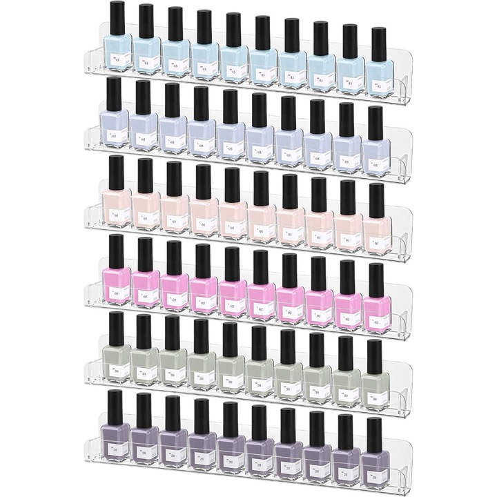 Hedume Suport Lac Unghii, Perete, 6 Nivele, Acril Transparent