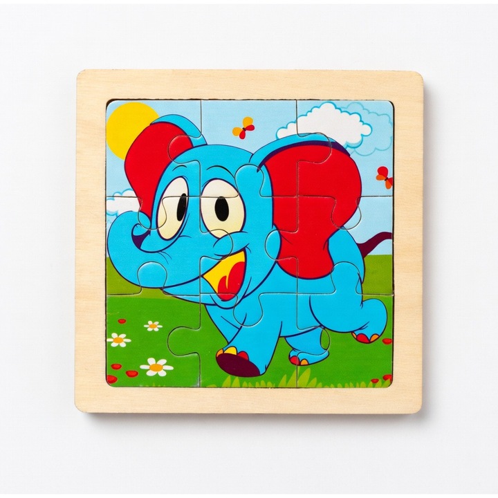 Elefánt fa oktató puzzle gyerekeknek - 9 darab - fejleszti a logikus gondolkodást - 3+ év, PinkBlue