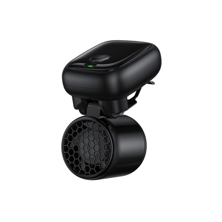 Ventilator portabil pliabil, incarcare prin USB, autonomie indelungata, silentios, cu miscare oscilanta stanga-dreapta, trei trepte de viteza, prindere stabila, 39, 2 × 50, 2 × 61 mm, negru