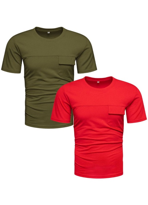 Set tricouri barbatesti Recea, verde si rosu, bumbac cu poliester, M INTL