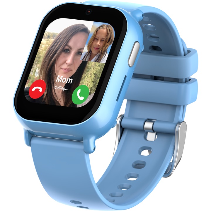 Ceas inteligent pentru copii CARNEO GuardKid+ 4G Buddy, WiFi, 4G - orice operator, monitorizare spion si prin GPS, LBS, baterie 4 zile, buton SOS, dimensiune redusa, albastru